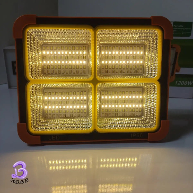 چراغ پروژکتور سولار شارژی و خورشیدی 1200 وات SOLAR LED مهتابی و آفتابی دارای قابلیت چراغ پلیسی وارداتی